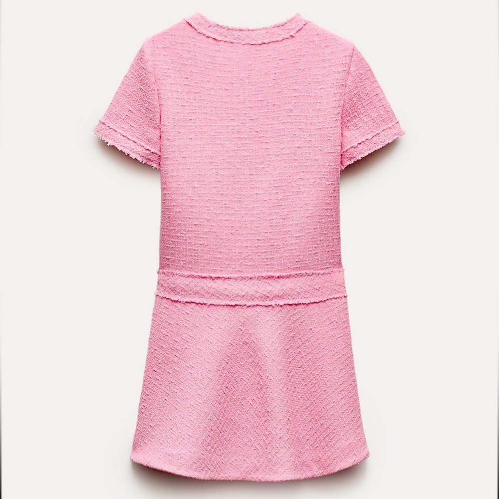 Zara SHORT STRUCTURED DRESS ZW COLLECTION ,pink , textured, - Picture 8 of 14